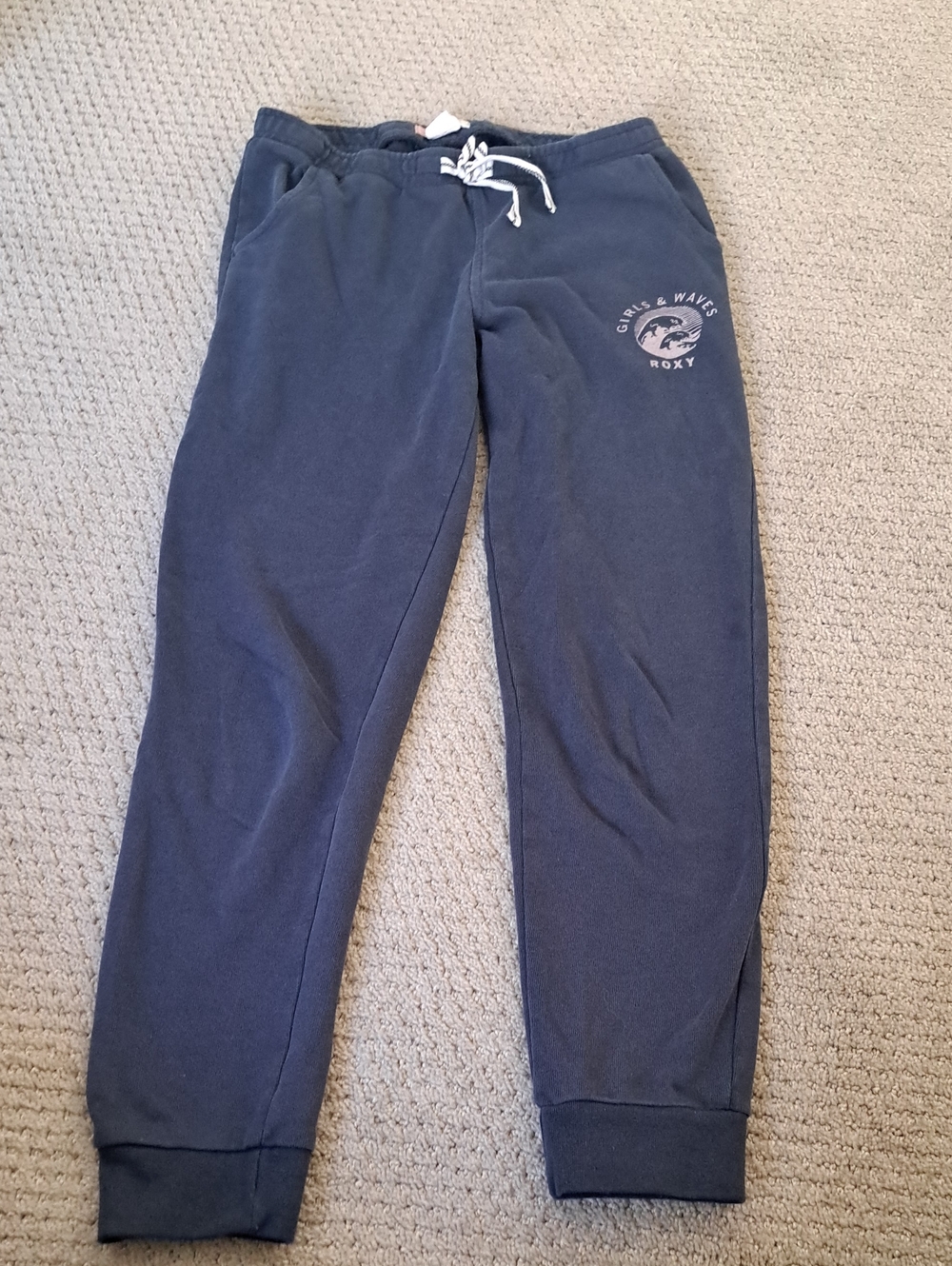 Roxy Navy Drawstring Jogger Sweatpants with Logo